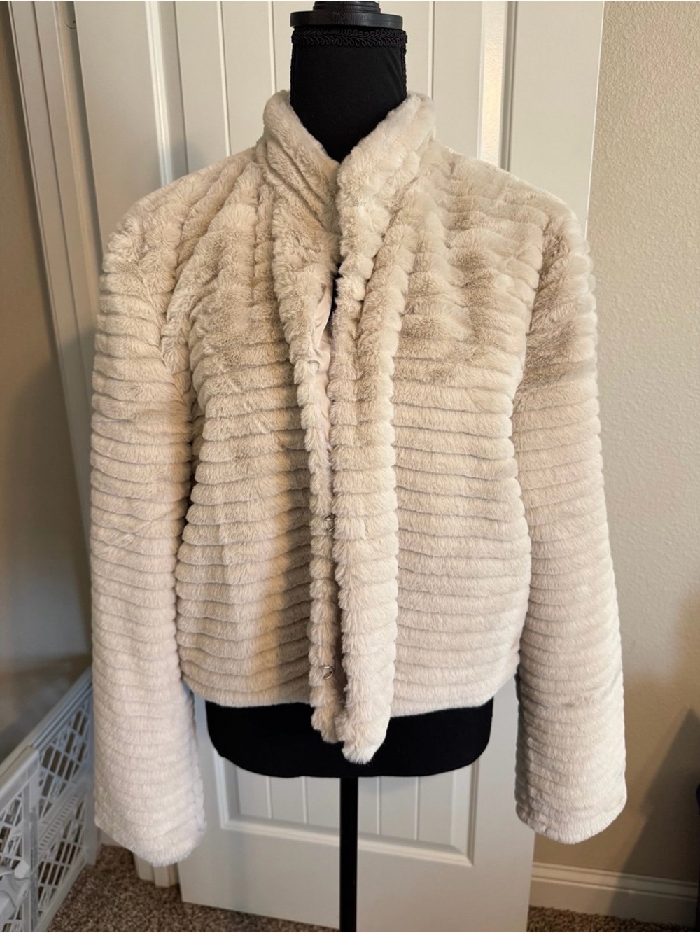 Betsey Johnson Cream Plush Teddy Jacket